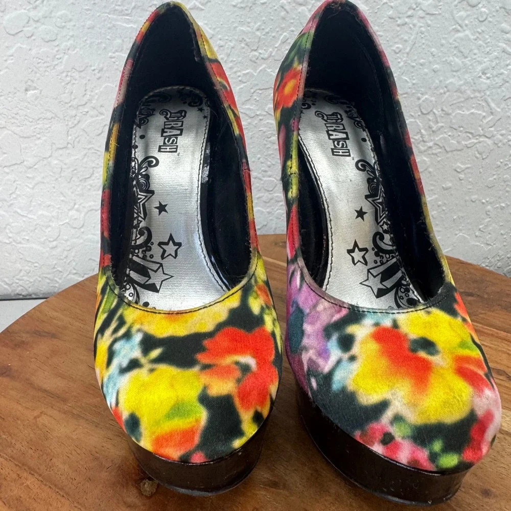 Trash Platform Heels‎ Womens Size 6.5 Floral Print Stiletto Pumps Multi Color